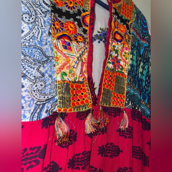 Beautiful Boho Patchwork Paisley Print Tassel Shift Mini/Top - Picture 8 of 16